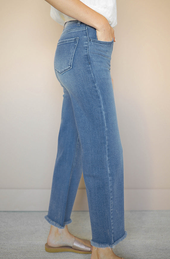 Don't Look Back Mid Wash Cropped Jeans- FINAL FEW