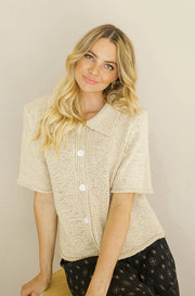 School's In Taupe Button Front Top-FINAL SALE