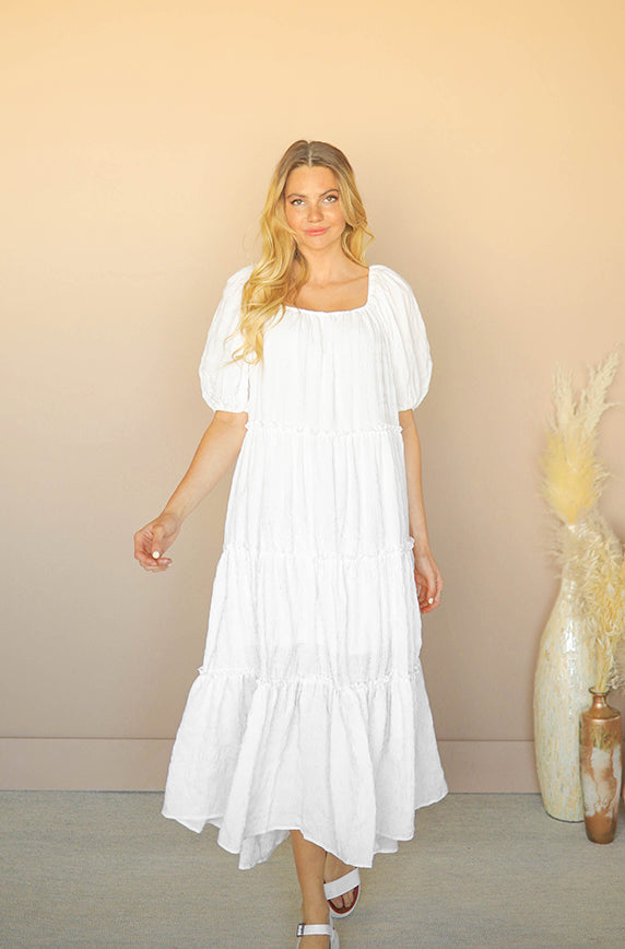 Hope White Textured Maxi - FINAL SALE - Maternity Friendly - FINAL FEW