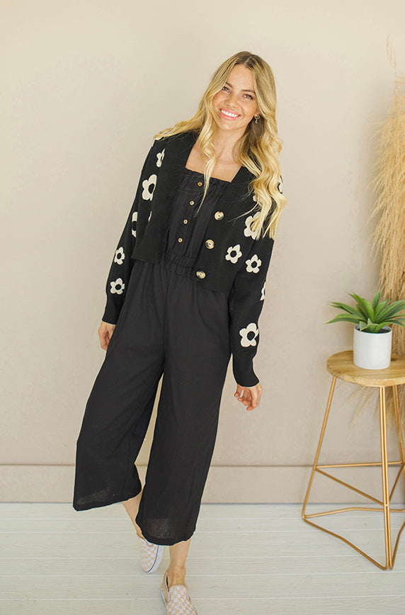 Pick Me Daisy Black Cardigan - FINAL FEW