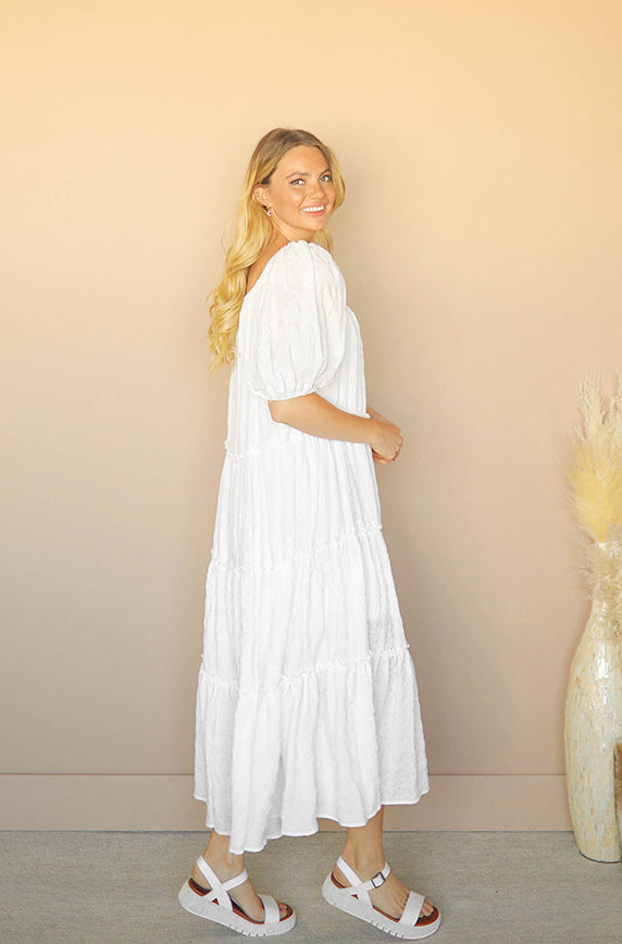 Hope White Textured Maxi - FINAL SALE - Maternity Friendly - FINAL FEW