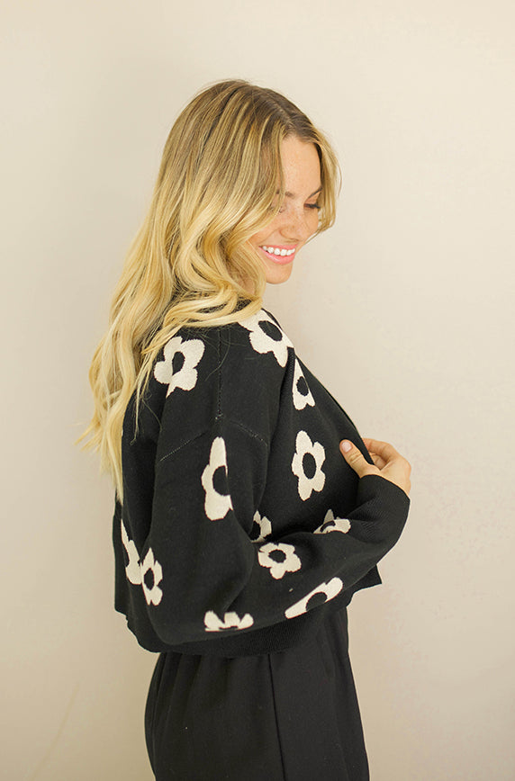 Pick Me Daisy Black Cardigan - FINAL FEW