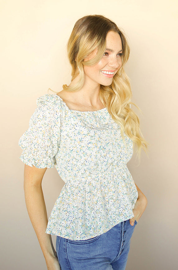 I'll Be There Ivory Floral Top