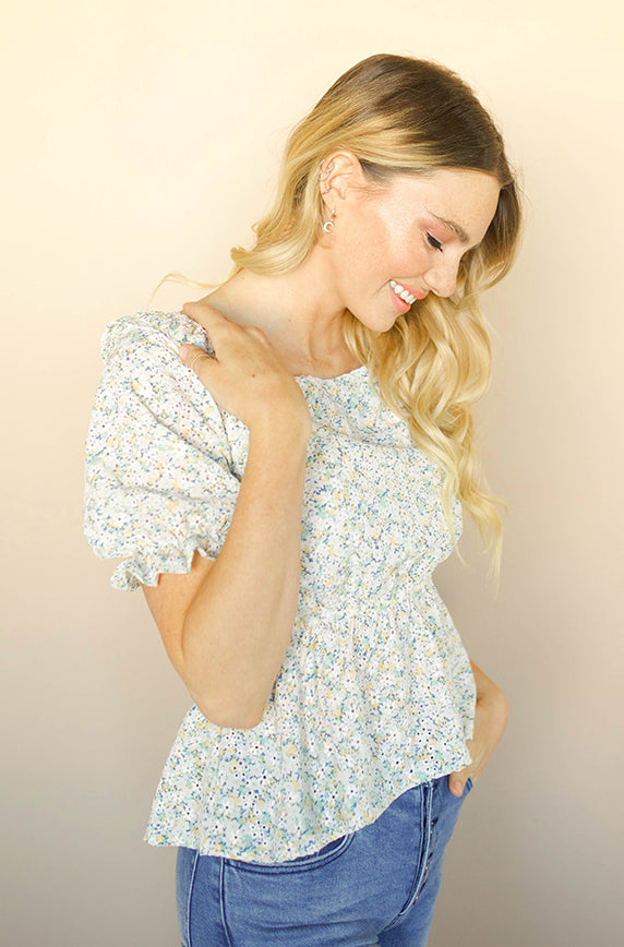 I'll Be There Ivory Floral Top -FINAL SALE