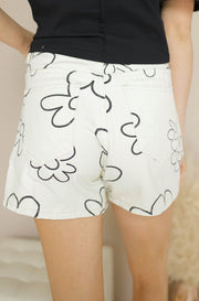 Summer Daisies Ecru Shorts-FINAL SALE
