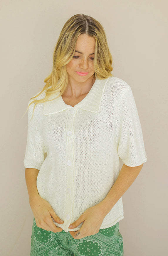 School's In Ivory Button Front Top- FINAL FEW