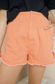 The Story Never Ends Coral Ruffled High Waist Shorts - FINAL SALE