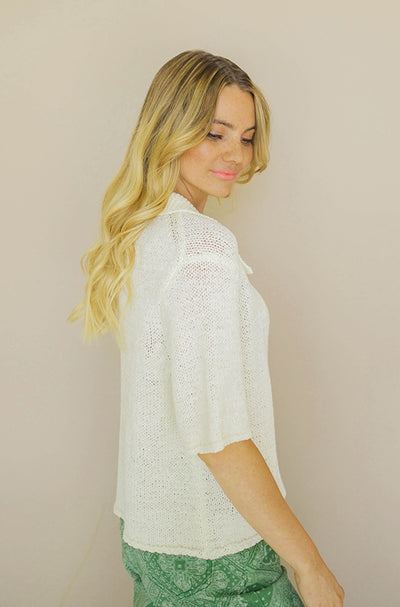 School's In Ivory Button Front Top-FINAL SALE
