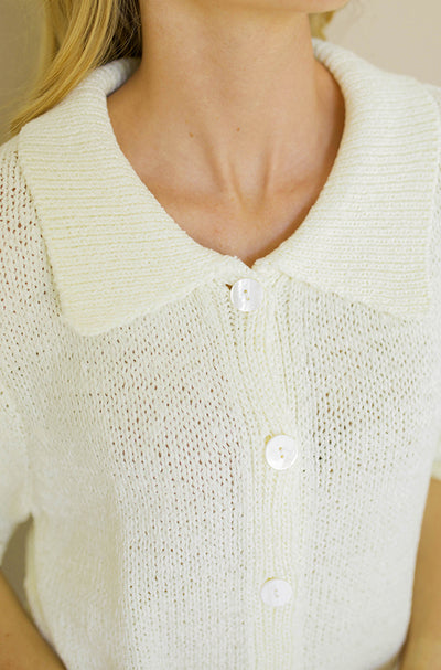 School's In Ivory Button Front Top-FINAL SALE