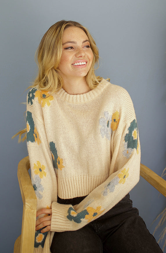 Daisy Darling Floral Sweater- FINAL SALE