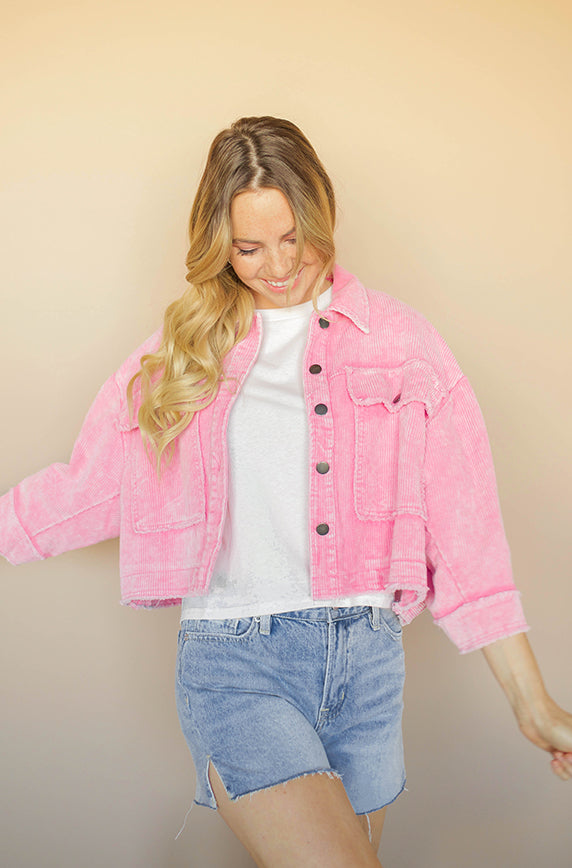 Wednesday's We Wear Pink Corduroy Jacket - Restocked