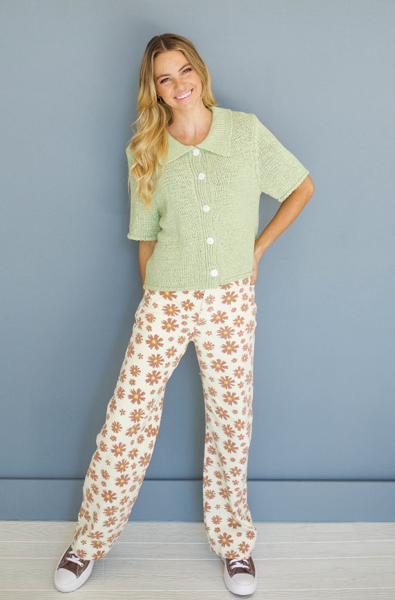 School's In Sage Button Front Top- FINAL SALE