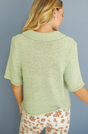 School's In Sage Button Front Top