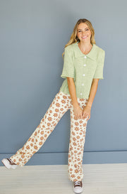 School's In Sage Button Front Top- FINAL SALE