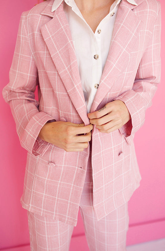 tijdschrift Verhoog jezelf Snel Harvard Law Pink Plaid Blazer Set - FINAL SALE- FINAL FEW – DM Fashion