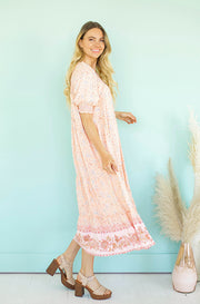 Aubrey Peach Smocked Dress - FINAL FEW