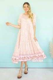 Aubrey Peach Smocked Dress - FINAL FEW
