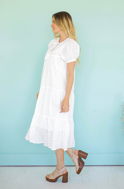 Courtney White Eyelet Midi Dress - FINAL SALE