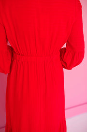 Abbie Red Waffle Maxi Dress - DM Exclusive- Nursing Friendly- restocked