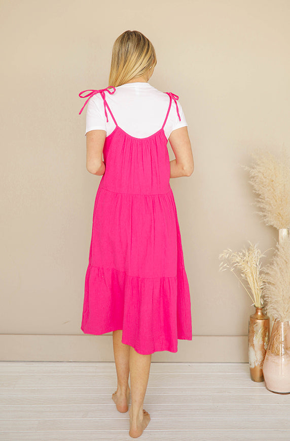 Abigail Hot Pink Midi Dress FINAL SALE