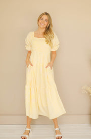 Jamie Sunshine Yellow Gingham Midi Dress - FINAL FEW-FINAL SALE