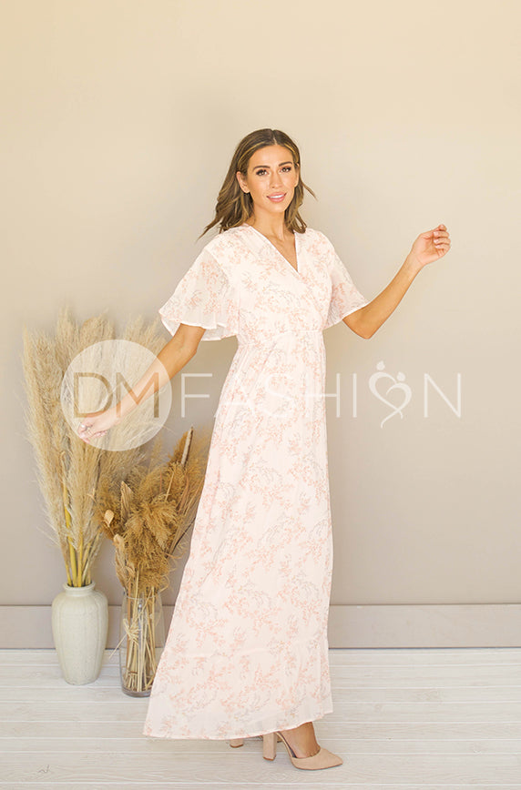 Kami Peach Blossom Dress - DM Exclusive - Maternity Friendly - Nursing Friendly