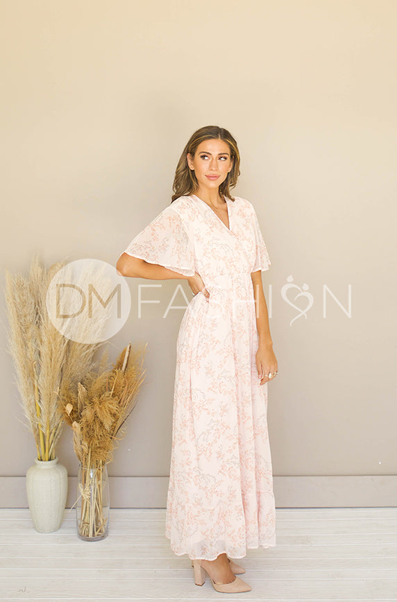 Kami Peach Blossom Dress - DM Exclusive - Maternity Friendly - Nursing Friendly