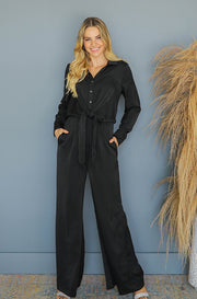 Madeline Black Satin Jumpsuit