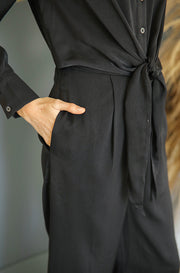 Madeline Black Satin Jumpsuit