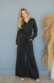 Madeline Black Satin Jumpsuit
