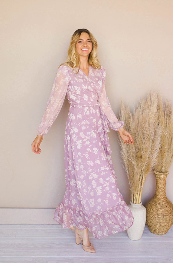 Melanee Orchid Floral Wrap Dress - DM Exclusive