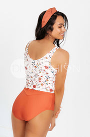 V Back Midkini Top - Primrose