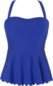 Scalloped Peplum Tankini - Royal Blue - DM Fashion