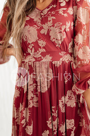 Adoria Burgundy Floral Velvet Maxi - DM Exclusive - Restocked - Maternity Friendly