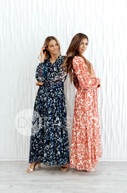 Chanel Autumn Floral Gold Stripe Maxi - DM Exclusive- Nursing Friendly- Maternity Friendly- FINAL FEW