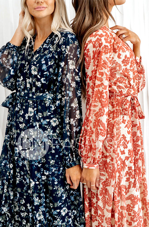 Chanel Autumn Floral Gold Stripe Maxi - DM Exclusive- Nursing Friendly- Maternity Friendly- FINAL FEW