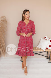 Sansa Red Floral Ruffle Wrap Dress - Maternity Friendly - Nursing Friendly - FINAL SALE