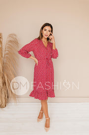 Sansa Red Floral Ruffle Wrap Dress - Maternity Friendly - Nursing Friendly - FINAL SALE