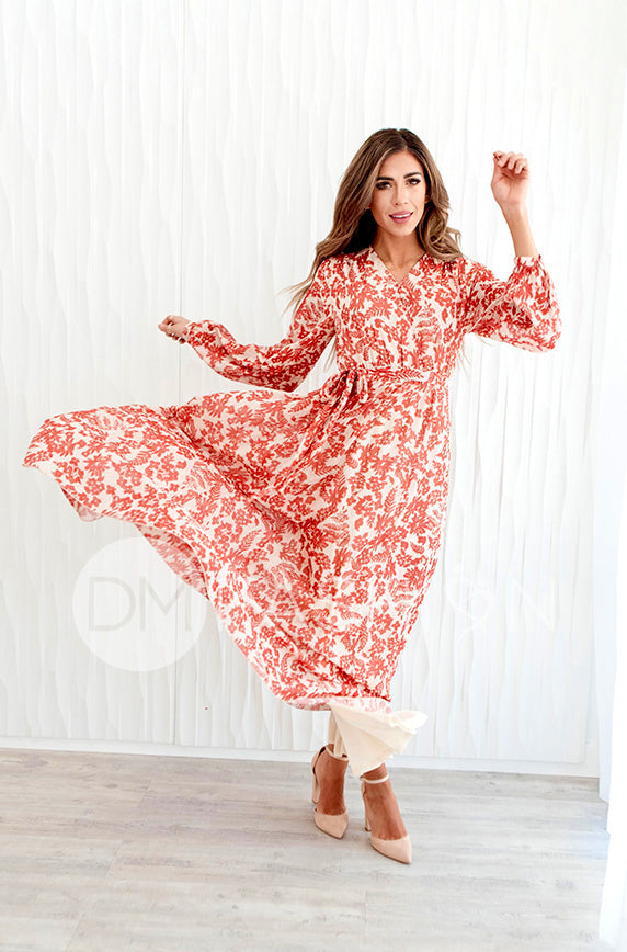Chanel Autumn Floral Gold Stripe Maxi - DM Exclusive- Nursing Friendly- Maternity Friendly- FINAL FEW