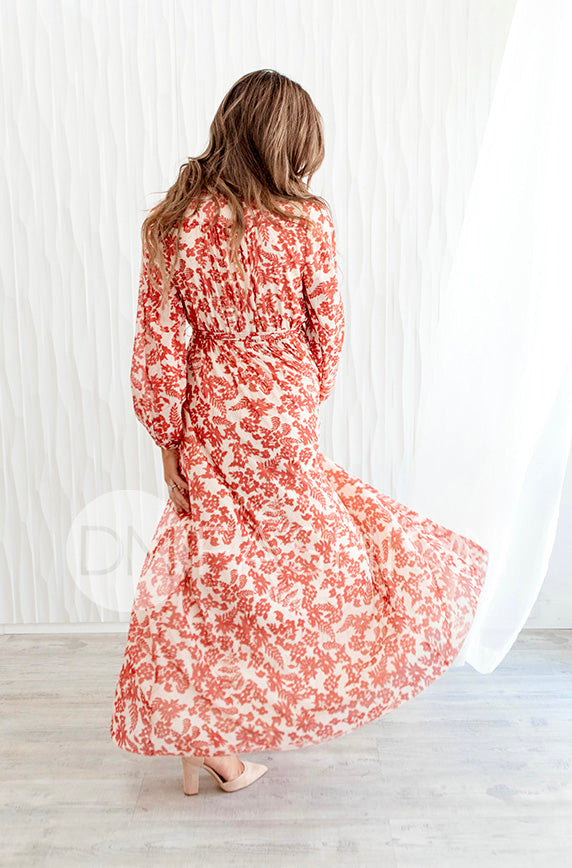Chanel Autumn Floral Gold Stripe Maxi - DM Exclusive- Nursing Friendly- Maternity Friendly- FINAL FEW