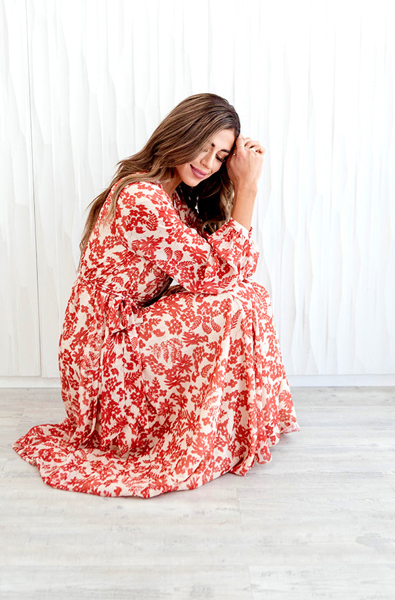 Chanel Autumn Floral Gold Stripe Maxi - DM Exclusive- Nursing Friendly- Maternity Friendly- FINAL FEW