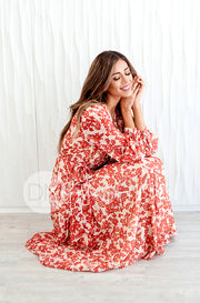 Chanel Autumn Floral Gold Stripe Maxi - DM Exclusive- Nursing Friendly- Maternity Friendly- FINAL FEW