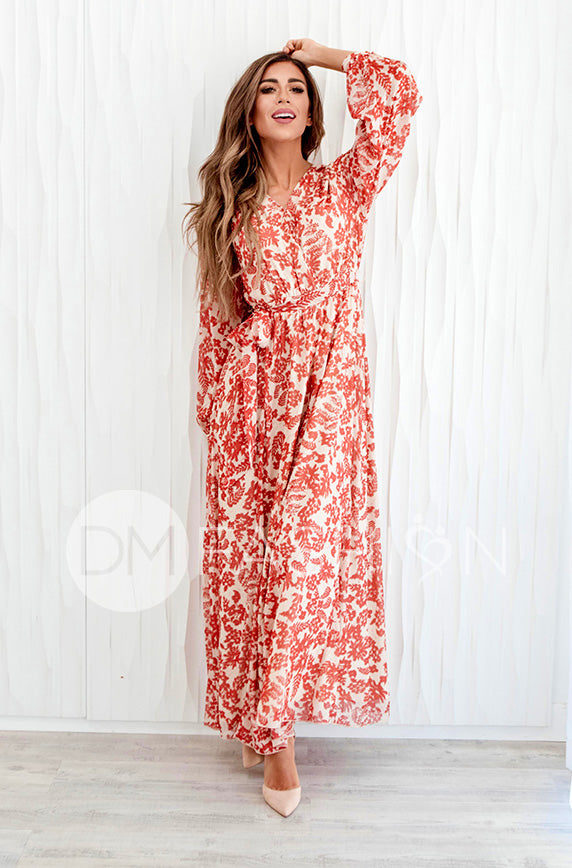Chanel Autumn Floral Gold Stripe Maxi - DM Exclusive- Nursing Friendly- Maternity Friendly- FINAL FEW
