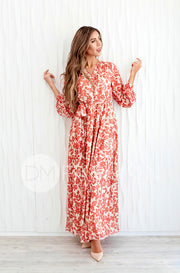 Chanel Autumn Floral Gold Stripe Maxi - DM Exclusive- Nursing Friendly- Maternity Friendly- FINAL FEW