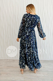 Chanel Winter Floral Gold Stripe Maxi - DM Exclusive - Nursing Friendly - Maternity Friendly