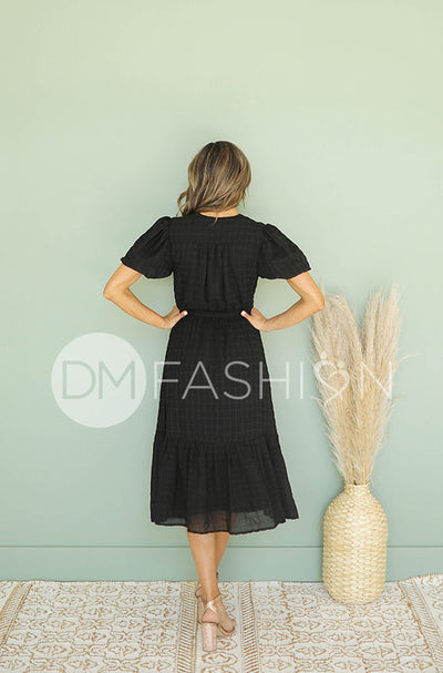 Tara Black Wrap Dress – DM Exclusive – Nursing Friendly-FINAL FEW