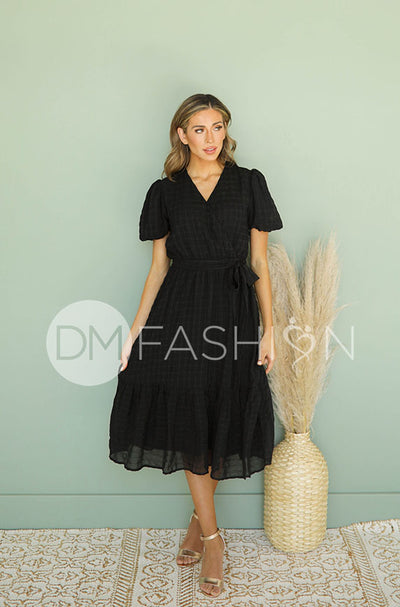 Tara Black Wrap Dress – DM Exclusive – Nursing Friendly-FINAL FEW
