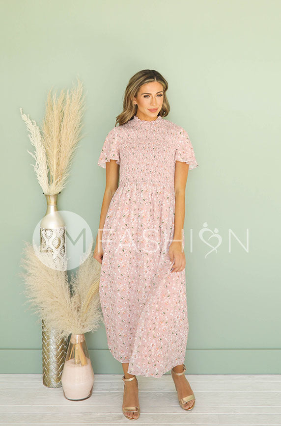 Gigi Pink Floral Smocked Maxi Dress - DM Exclusive - Maternity Friendly - FINAL SALE