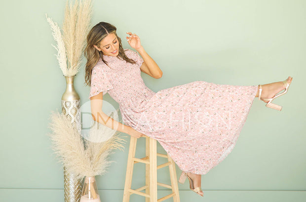 Gigi Pink Floral Smocked Maxi Dress - DM Exclusive - Restocked