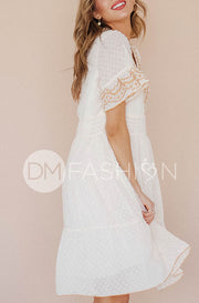 Connie Cream Swiss Dot Embroidery Dress - DM Exclusive - Restocked